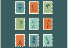 Vetores de selos de porte postal gratuitos do vintage