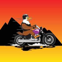 ilustração gráfica de motociclista de águia vetor