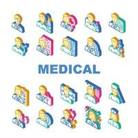 vetor de conjunto de ícones de tratamento de saúde de especialidade médica