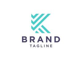 logo da letra inicial k. estilo de origami de forma de linha brilhante azul isolado no fundo branco. utilizável para logotipos de negócios e branding. elemento de modelo de design de logotipo de vetor plana.