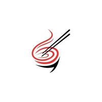 modelo de ícone de design de logotipo de macarrão chinês. ilustração em vetor ramen japonês. design de emblema em fundo branco.