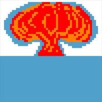 explosão nuclear no mar azul com pixel art. ilustração vetorial. vetor