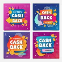 coleção de banner de cashback para promoção de mídia social vetor