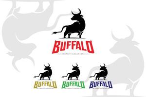 design de logotipo de animal de touro, ilustração de cabeça de búfalo vetor
