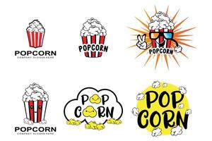 vetor de ícone de logotipo de pipoca, explodir, lanches de cinema, ilustração de conceito