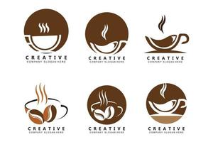 design de ícone de vetor de modelo de logotipo de xícara de café e feijão