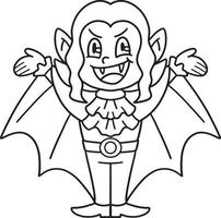 desenho de menina vampiro halloween isolado para colorir vetor