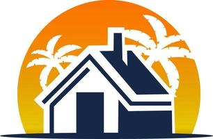 ilustração de design de logotipo de propriedade marinha. design de logotipo de casa de praia, logotipo imobiliário de praia, resort de praia, logotipo de vila, hotel de praia vetor