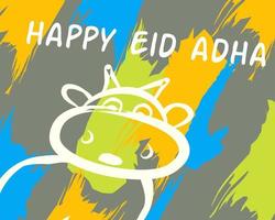 fundo com conceito de feliz eid ul adha com estilo de arte de linha de vacas e cores contrastantes. vetor