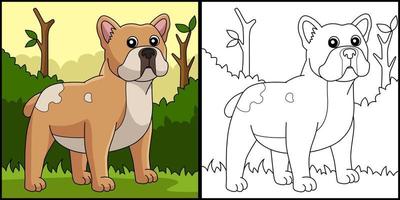 ilustração de página para colorir de cachorro bulldog francês vetor