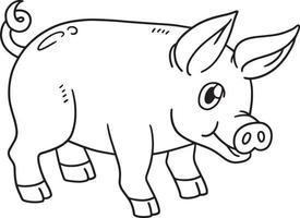 página para colorir porco isolada para crianças vetor