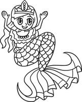 desenho de sereia princesa coroa isolada para colorir vetor