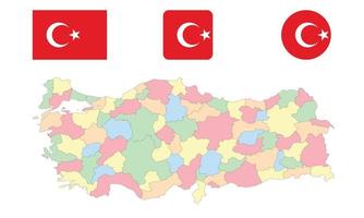 mapa e bandeira da Turquia vetor