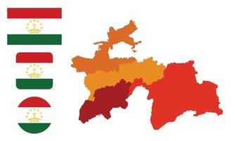 mapa e bandeira do tajiquistão vetor