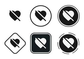 ícone de antipatia de coração. conjunto de ícones da web. coleção de ícones plana. ilustração vetorial simples. vetor