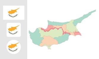 mapa e bandeira de Chipre vetor
