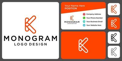 design de logotipo da indústria de monograma letra k com modelo de cartão de visita. vetor