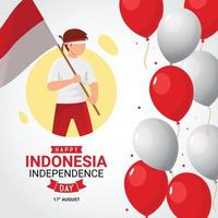 cartão feliz do dia da independência da Indonésia vetor