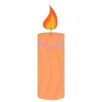 ilustração em vetor de uma vela listrada laranja bonito. decoração para casa e conforto