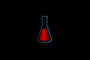 frasco de vidro química linha pop art retrato design colorido com fundo escuro. ilustração em vetor abstrato. papel de parede minimalista escuro