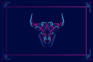 touro vaca boi logotipo neon linha arte design colorido com fundo escuro. ilustração em vetor abstrato.