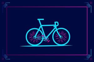linha de bicicleta de contorno vintage de bicicleta montain. logotipo da arte pop. design colorido com fundo escuro. ilustração em vetor abstrato. fundo escuro isolado para camiseta, pôster, roupas.