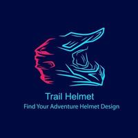 motocross capacete trilha fullface aventura linha pop art potrait logotipo design colorido com fundo escuro. ilustração em vetor abstrato.