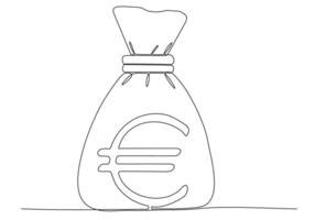 linha contínua de ilustração vetorial de sacos de dinheiro euro vetor