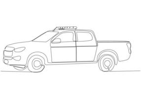 desenhe uma única linha reta de um carro de polícia. uma linha desenho ilustração em vetor design gráfico.