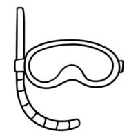 ilustração monocromática, máscara de mergulho com tubo de respiração, ilustração vetorial em estilo cartoon sobre fundo branco vetor