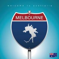 o rótulo da cidade e o mapa da austrália em estilo de sinais americanos. vetor