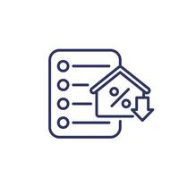 refinanciamento de hipoteca, ícone de linha de empréstimo à habitação vetor