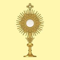 custódia para a exposição do santíssimo sacramento da eucaristia ilustração vetorial colorida vetor