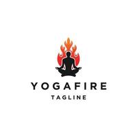 vetor plano de modelo de design de ícone de logotipo de fogo de ioga