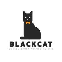 gato preto sentado modelo de vetor de design de logotipo ícone de conceito de logotipo de loja de clínica veterinária para animais de estimação em casa