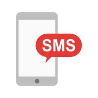 ícone multicolorido plano de notificação sms vetor