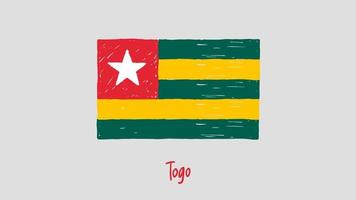 marcador de bandeira do togo ou vetor de ilustração de esboço a lápis