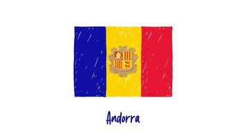 marcador de bandeira de andorra ou vetor de ilustração de esboço a lápis