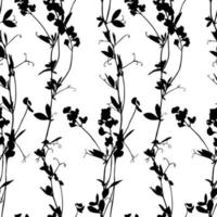 padrão sem emenda floral monocromático isolado no branco. fundo preto e branco com flores. elemento de design para tecido, têxtil, papéis de parede e etc. ilustração vetorial. vetor