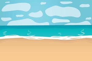 paisagem tropical da costa bela praia de beira-mar no bom dia ensolarado ilustração vetorial plana vetor