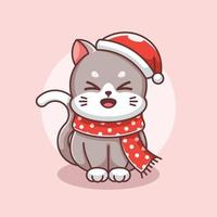 gatos bonitos com um lenço para o natal e inverno vetor