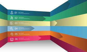 passo de conceito de processo de modelo de vetor de dados de forma de retângulo infográfico para educação em estratégia e informação