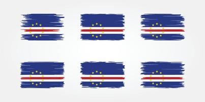 coleção de escova de bandeira de cabo verde. bandeira nacional vetor