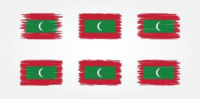 coleção de escova de bandeira maldivas. bandeira nacional vetor