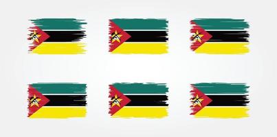 coleção de escovas de bandeira de moçambique. bandeira nacional vetor