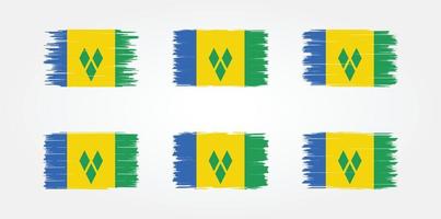 coleção de pincéis de bandeira de são vincent e as granadinas. bandeira nacional vetor