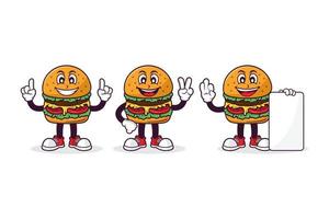 coleção de design de vetor de personagem de desenho animado de hambúrguer