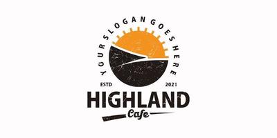logotipo vintage highland café, logotipo de referência vetor