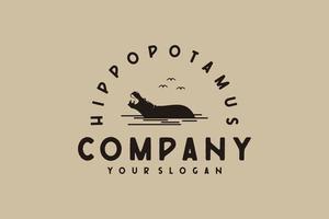 inspiração de design de logotipo de hipopótamo vetor