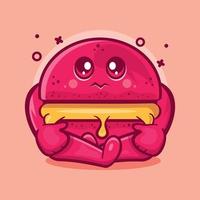 mascote de personagem de padaria macaron fofo com desenho isolado de expressão triste em design de estilo simples vetor